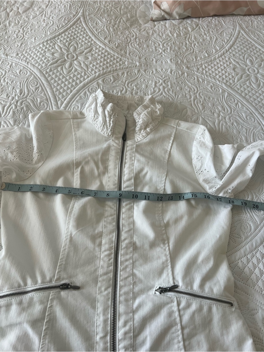 Live a Little White Eyelet-Trim Zip Jacket - Picture 5 of 8